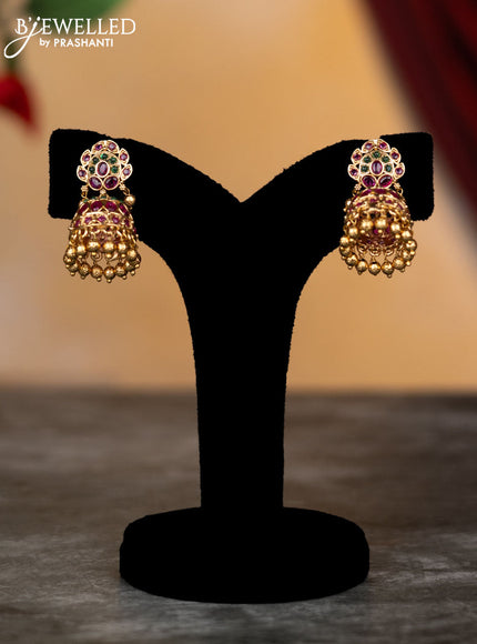 Antique attigai necklace with kemp stones and golden beads hangings