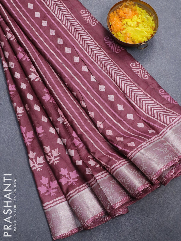Semi dola saree deep maroon with allover butta prints and zari woven border