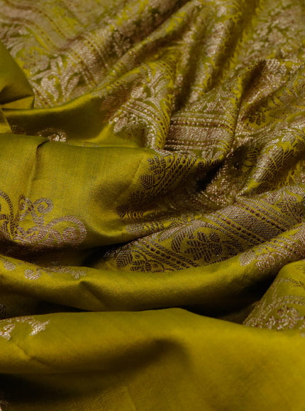 Chiniya silk saree lime green and wine shade with thread & zari woven buttas and woven border