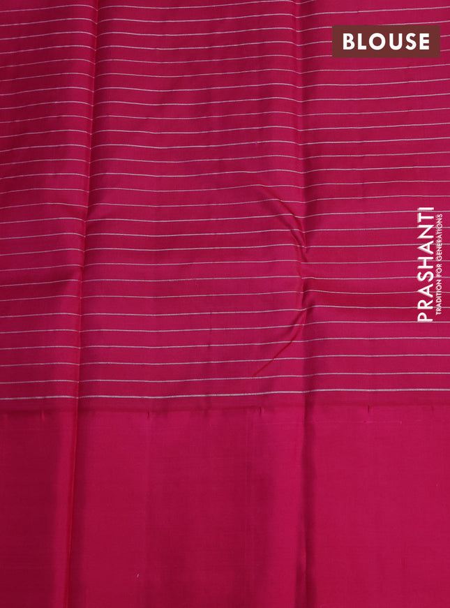 Pure soft silk saree lime yellow and pink with allover zari woven stripes pattern & buttas and zari woven butta border