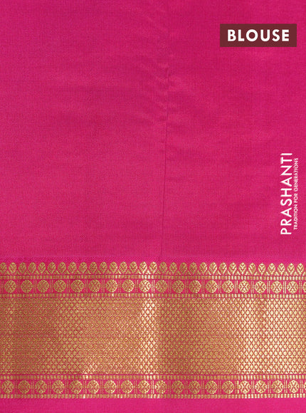 Pure kanchipuram silk saree cs blue and pink with zari woven buttas and zari woven border