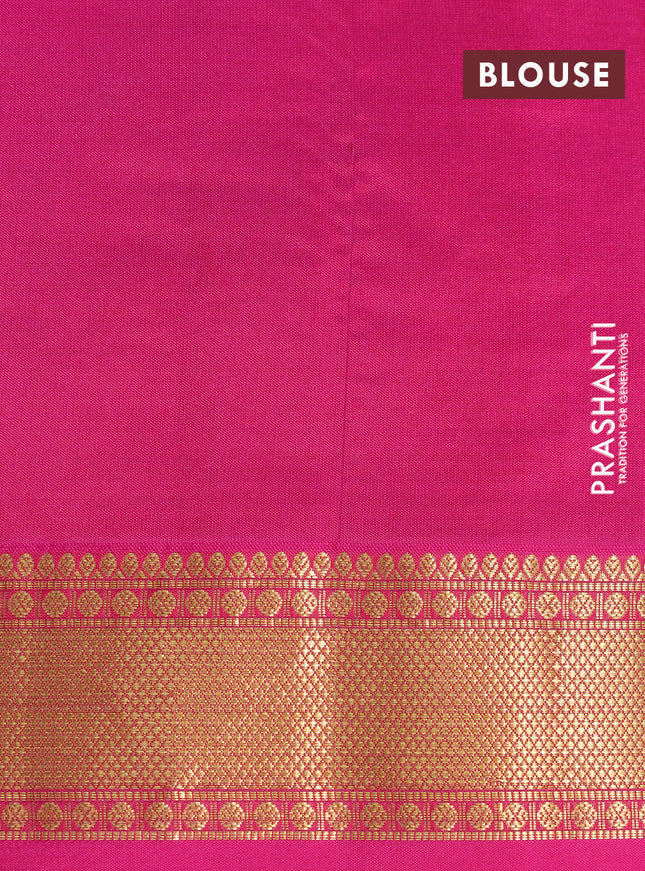 Pure kanchipuram silk saree cs blue and pink with zari woven buttas and zari woven border