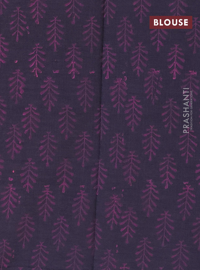 Poly cotton saree candy pink and grey with mirror & embroidery work and block printed border with separate blouse