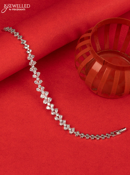Bracelet with big tear drop shape cz stones in silver finish