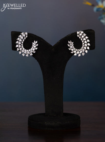 Zircon necklace with big tear drop shape cz stones in silver finish