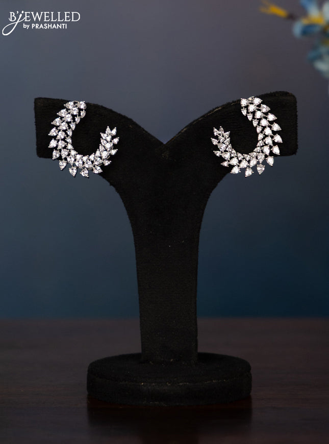 Zircon necklace with big tear drop shape cz stones in silver finish