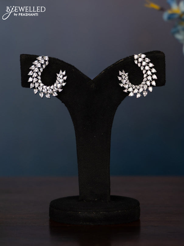 Zircon necklace with big tear drop shape cz stones in silver finish