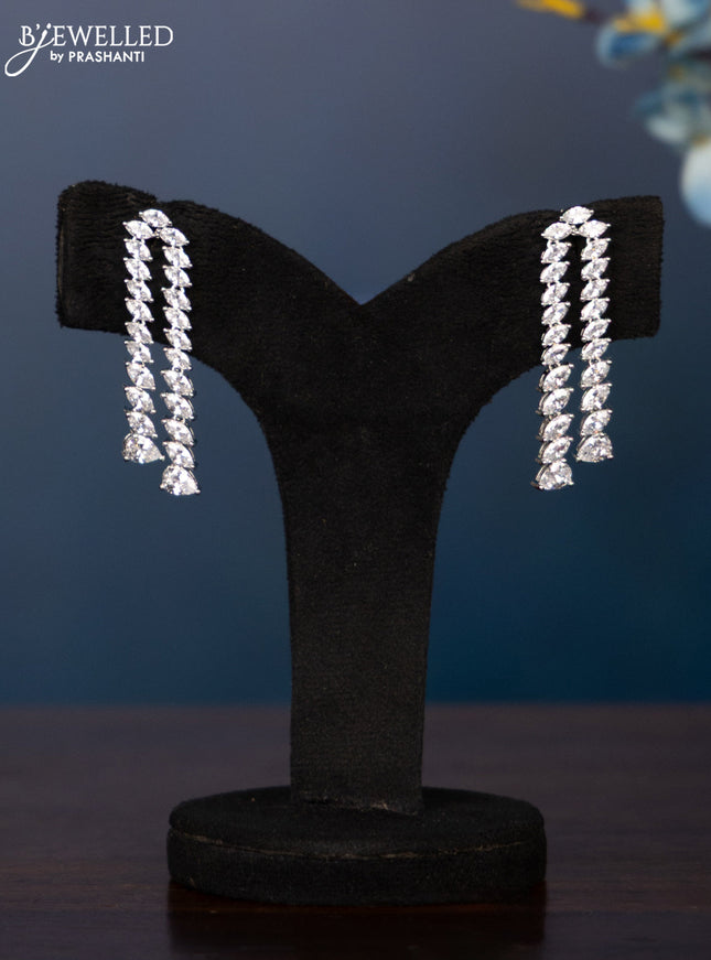 Zircon necklace with big cz stones in silver finish