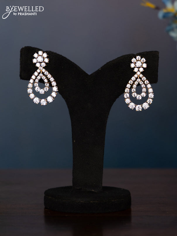 Zircon double layer necklace with big cz stones in gold finish