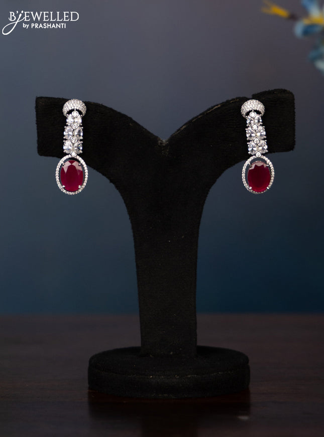 Zircon necklace with big ruby and cz stones in silver finish