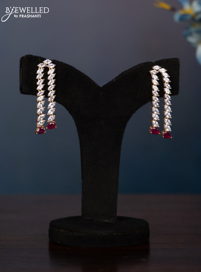 Zircon necklace with big ruby and cz stones in gold finish