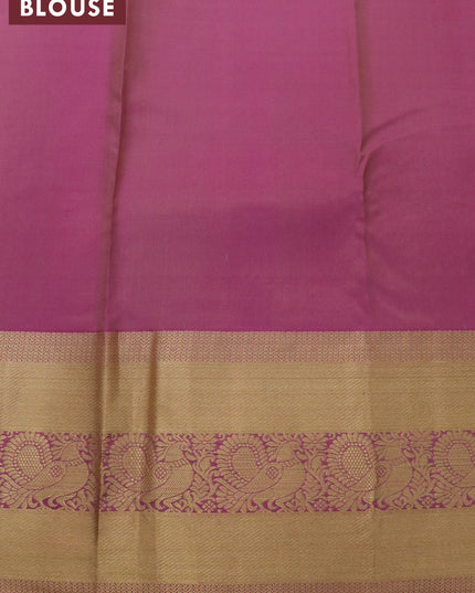 Pure kanjivaram silk saree cream and pink with zari woven buttas and long annam zari woven border