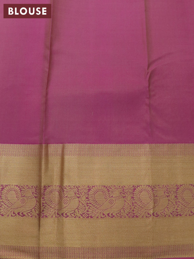 Pure kanjivaram silk saree cream and pink with zari woven buttas and long annam zari woven border