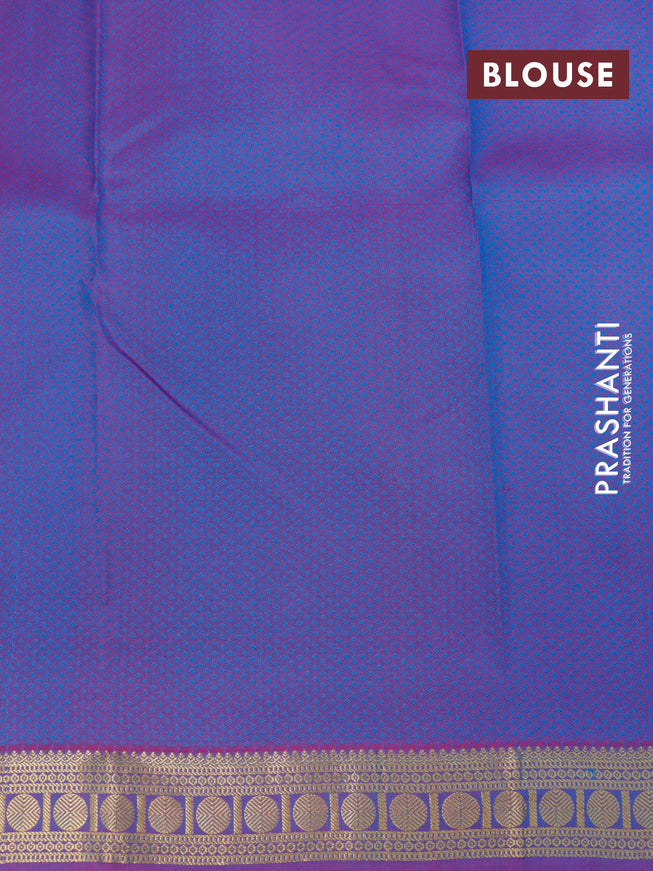 Pure kanjivaram silk saree cs blue and dual shade of pinkish blue with allover self emboss and rudhraksha zari woven border