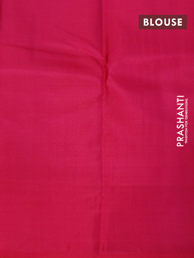 Pure kanjivaram silk saree dual shade of teal blue and pink with allover zari weaves and simple border