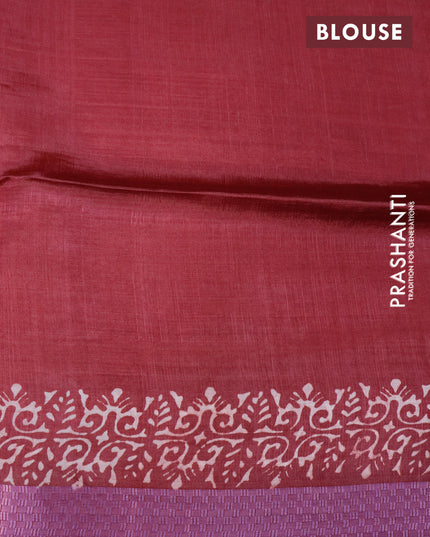 Banana silk saree red and maroon with allover floral prints and pink zari woven border