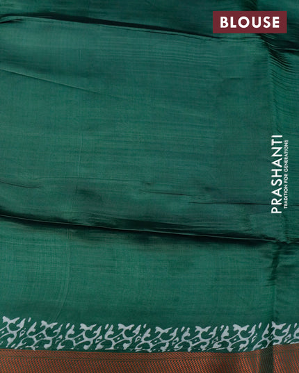 Banana silk saree pastel green and green with butta prints and copper zari woven border