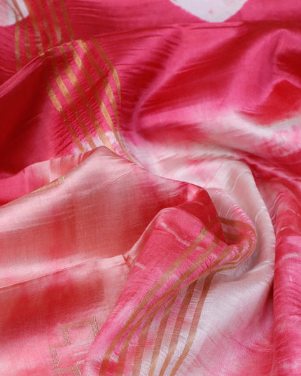 Banana silk saree pink and peach shade with zari woven buttas & batik butta prints and zari woven border