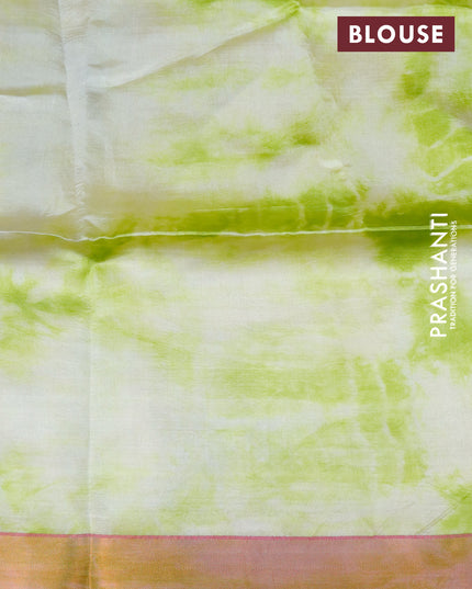 Banana silk saree lime yellow and light green with plain body and copper zari woven border