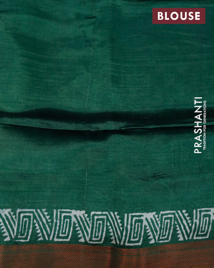 Banana silk saree pastel green and green with allover butta prints and copper zari woven border