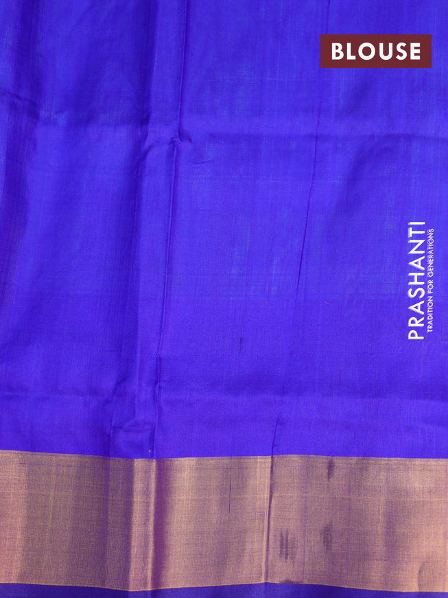 Pure uppada silk saree dual shade of green and blue with thread & zari woven geometric buttas and zari woven border