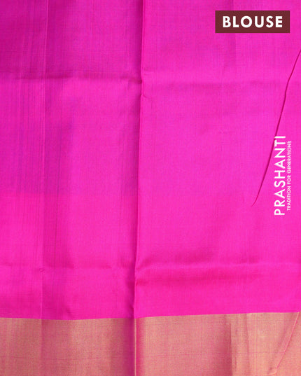 Pure uppada silk saree purple and pink with thread & zari woven geometric buttas and zari woven border