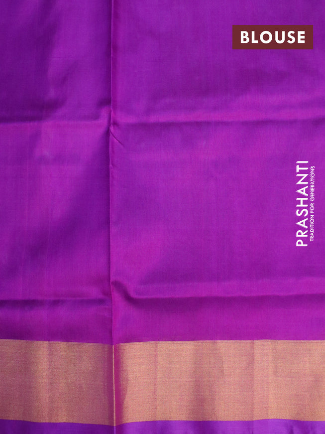 Pure uppada silk saree grey and purple with floral jamdhani buttas and zari woven border