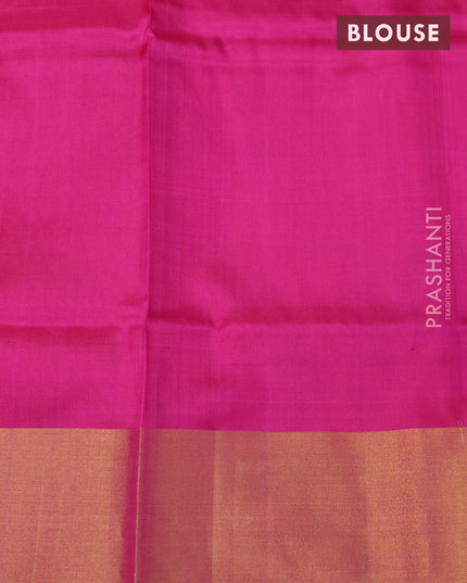 Pure uppada silk saree dual shade of pink and pink with floral jamdhani buttas and zari woven border