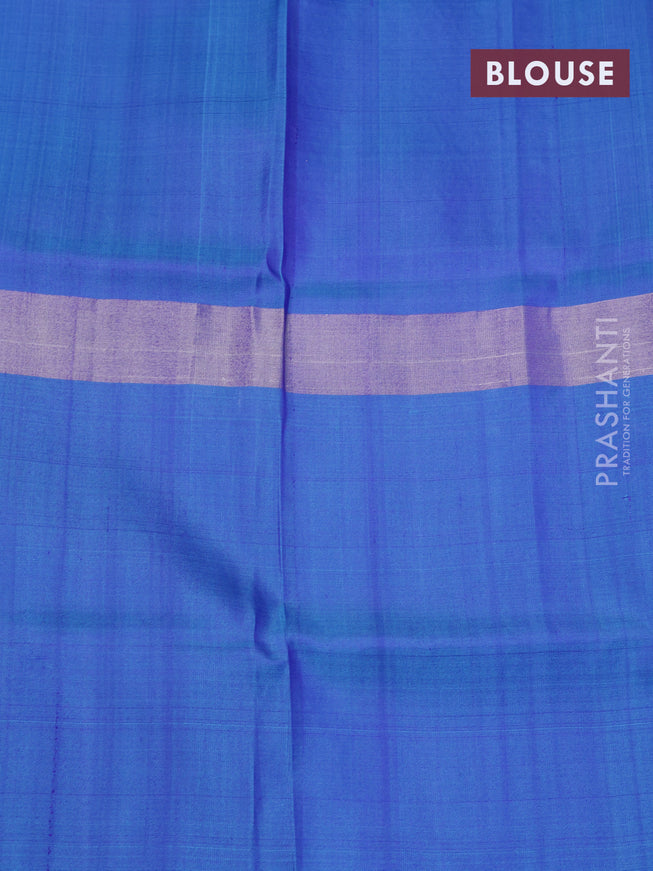 Pure uppada silk saree blue and dual shade of blue with thread & silver zari woven buttas and long silver zari woven paisley butta border