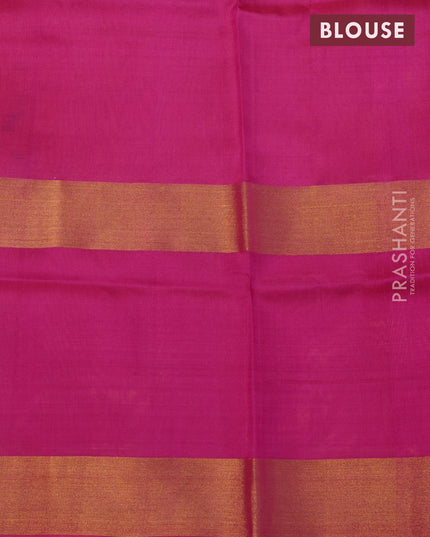 Pure uppada silk saree mango yellow and pink with annam & paisley zari woven buttas and long rettapet zari woven annam butta border