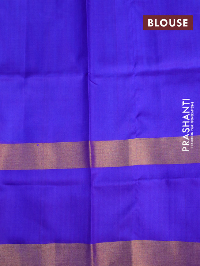 Pure uppada silk saree dual shade of blue and blue with annam & paisley zari woven buttas and long rettapet zari woven annam butta border