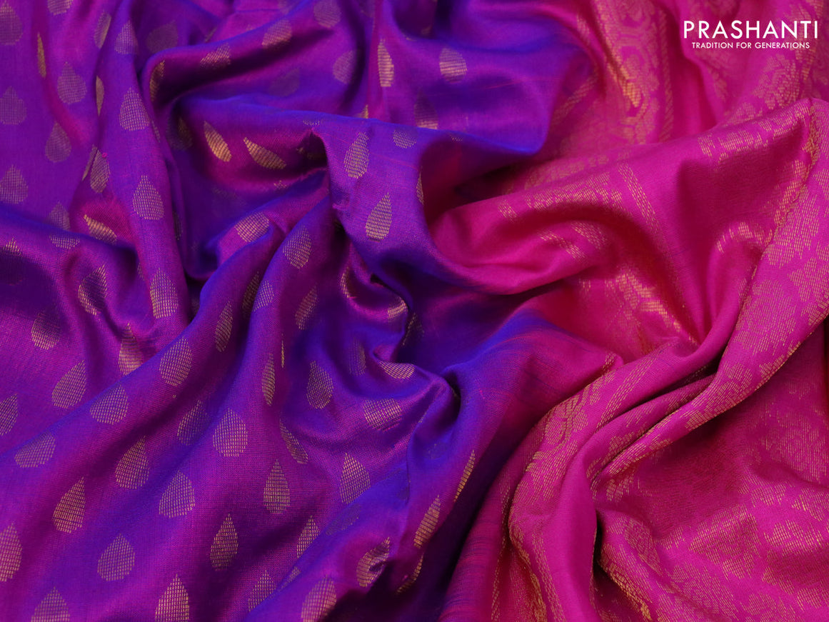 Pure uppada silk saree purple and pink with allover tilak butta weaves and long rich zari woven border