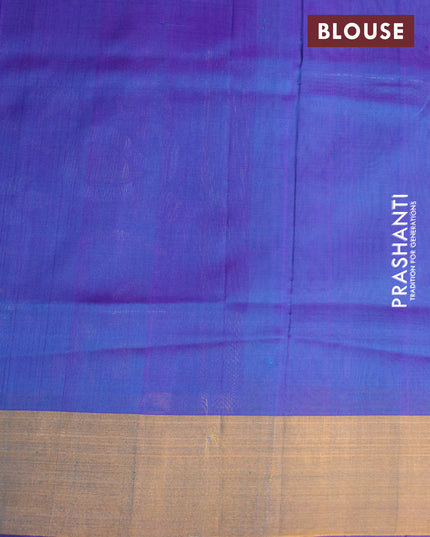 Pure uppada silk saree light blue and dual shade of bluish green with silver zari woven tilak buttas and zari woven border