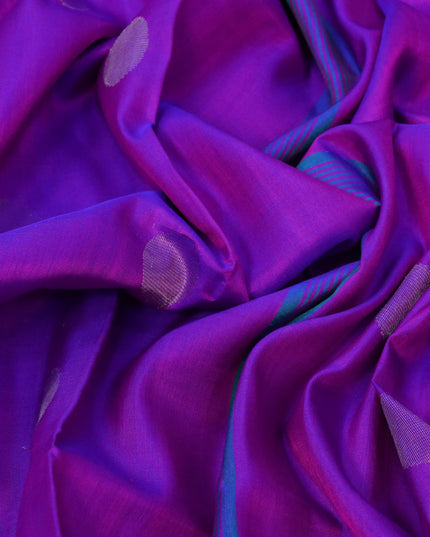Pure uppada silk saree dual shade of purple with silver zari woven coin buttas and silver zari woven border