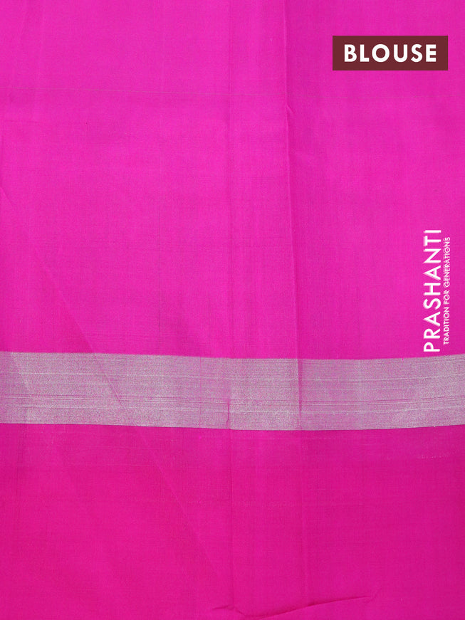 Pure uppada silk saree dual shade of greenish pink and pink with thread & silver zari woven buttas and silver zari woven simple border