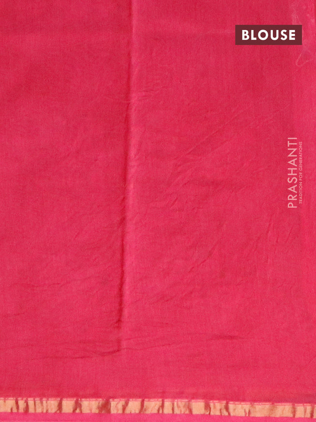 Chanderi bagru saree dark magenta pink with allover shibori prints and zari woven piping border
