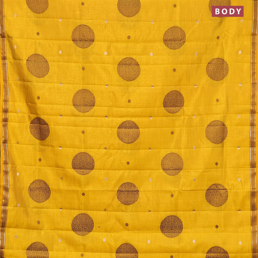Semi raw silk saree mango yellow with thread & zari woven buttas and woven border