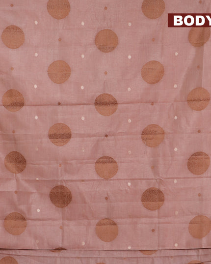 Semi raw silk saree rosy brown with thread & zari woven buttas and woven border