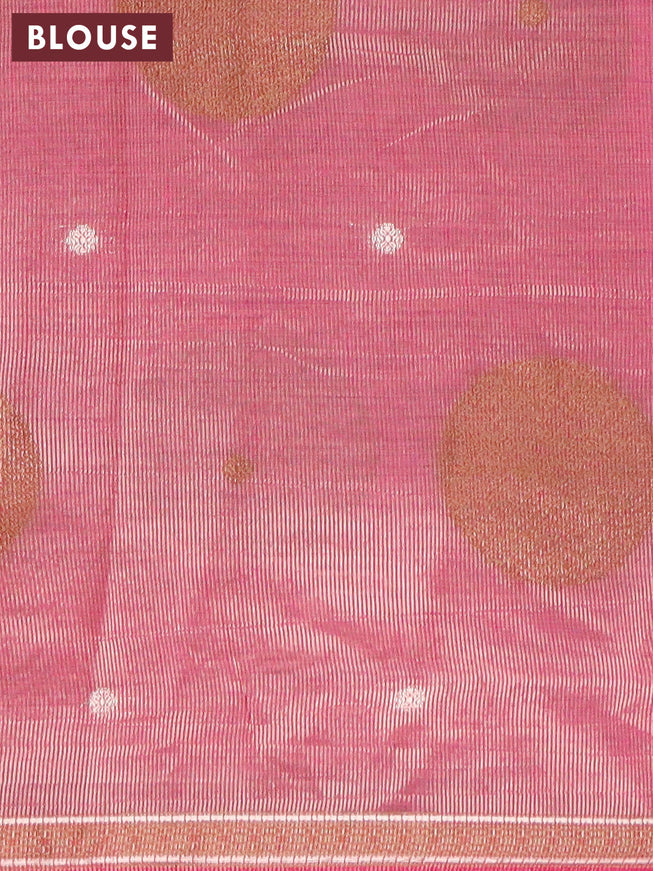 Semi raw silk saree pink with thread & zari woven buttas and woven border