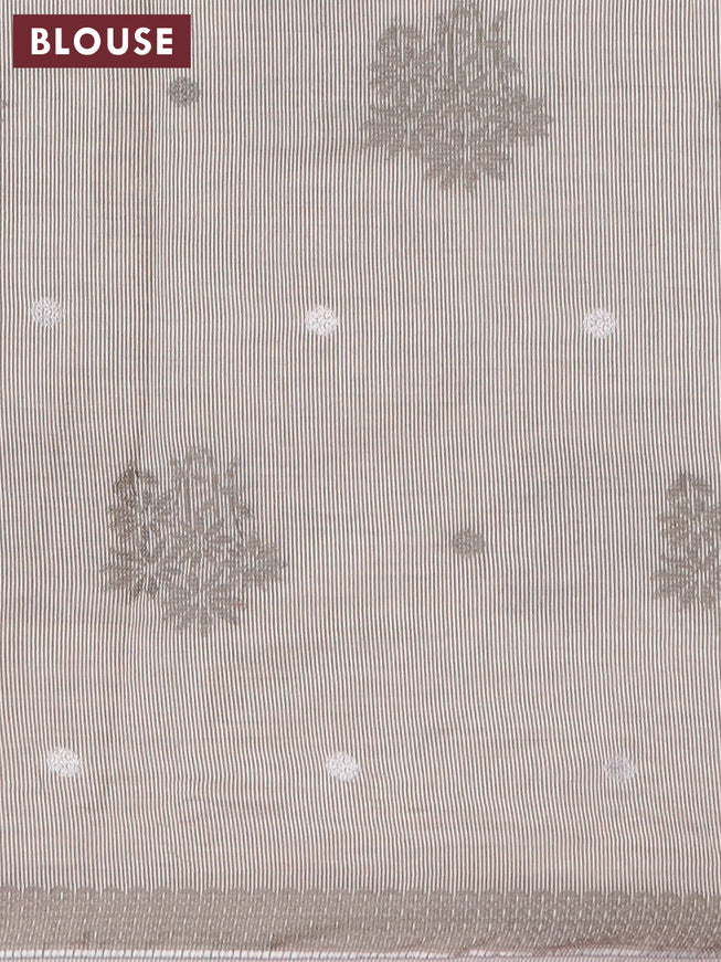 Semi raw silk saree grey with thread & silver zari woven buttas and woven border