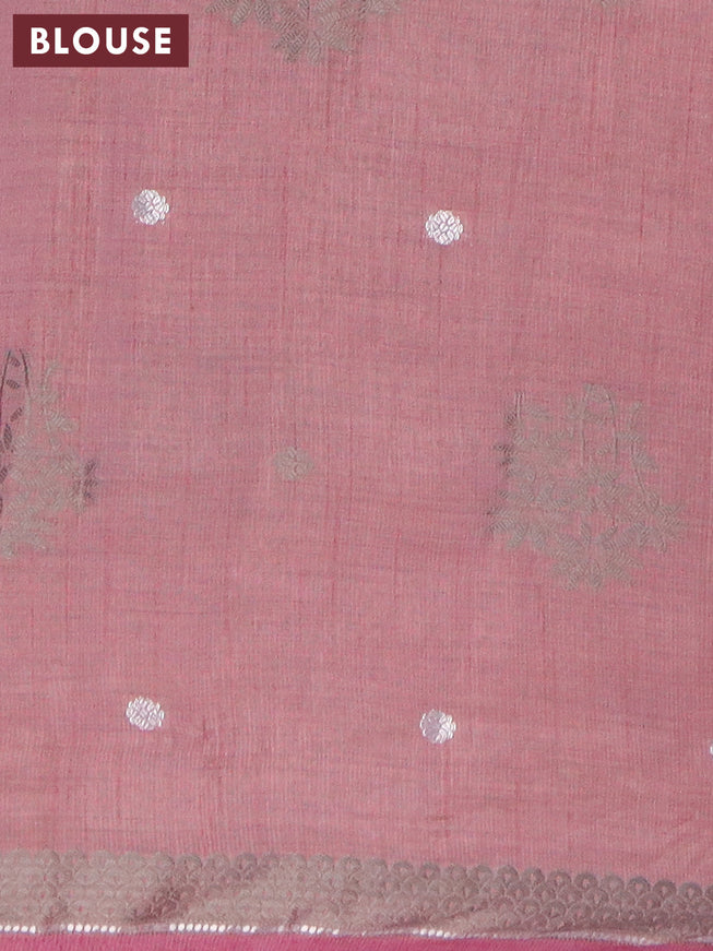 Semi raw silk saree purple shade with thread & silver zari woven buttas and woven border