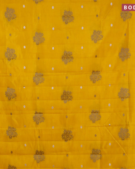 Semi raw silk saree mango yellow with thread & silver zari woven buttas and woven border