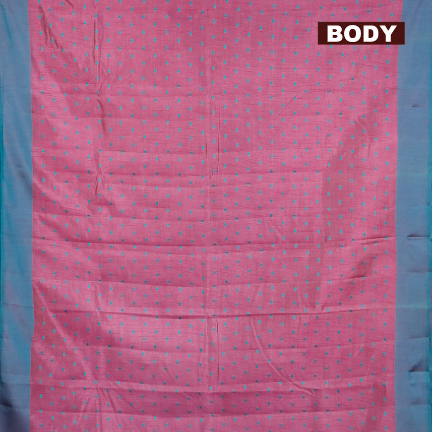 Semi raw silk saree mauve pink and dual shade of teal green with thread woven buttas and simple border