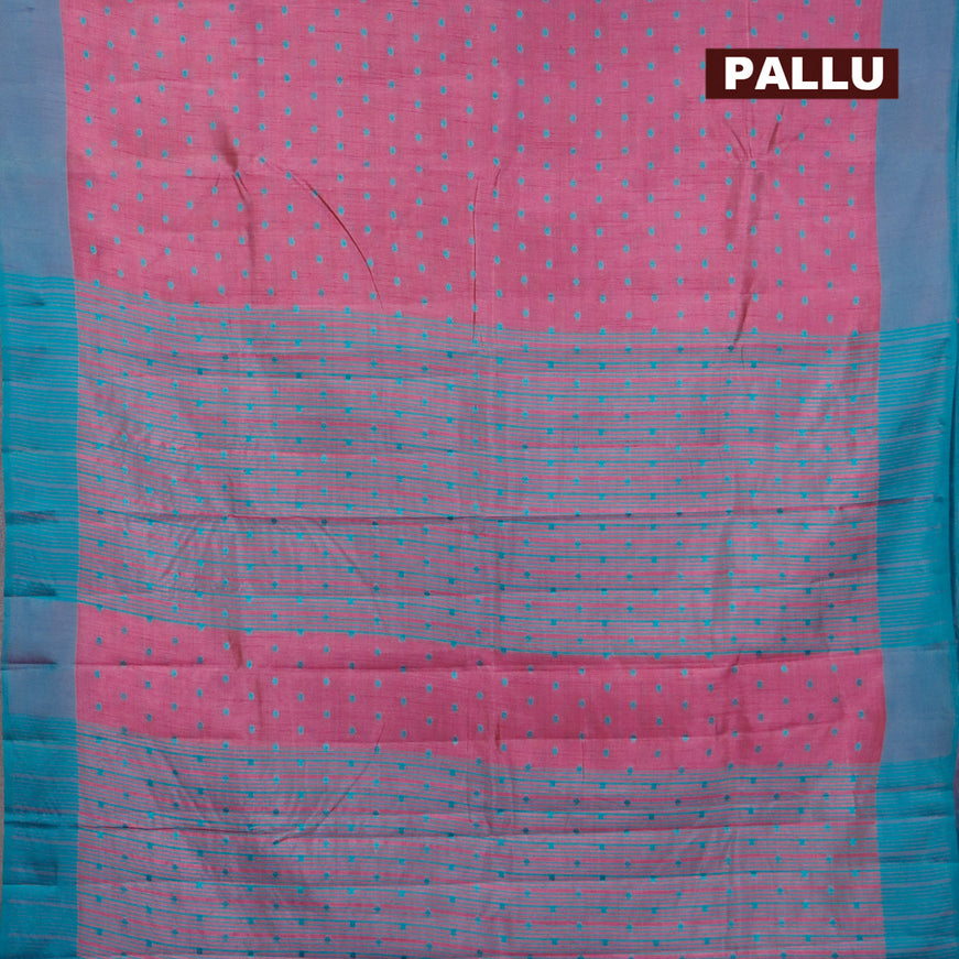 Semi raw silk saree mauve pink and dual shade of teal green with thread woven buttas and simple border