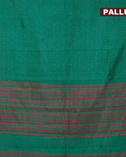 Semi raw silk saree green and dual shade of maroon with thread woven buttas and simple border