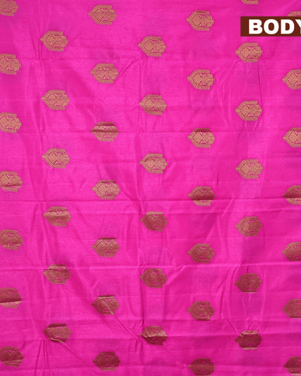 Semi raw silk saree pink with zari woven buttas and small zari woven border