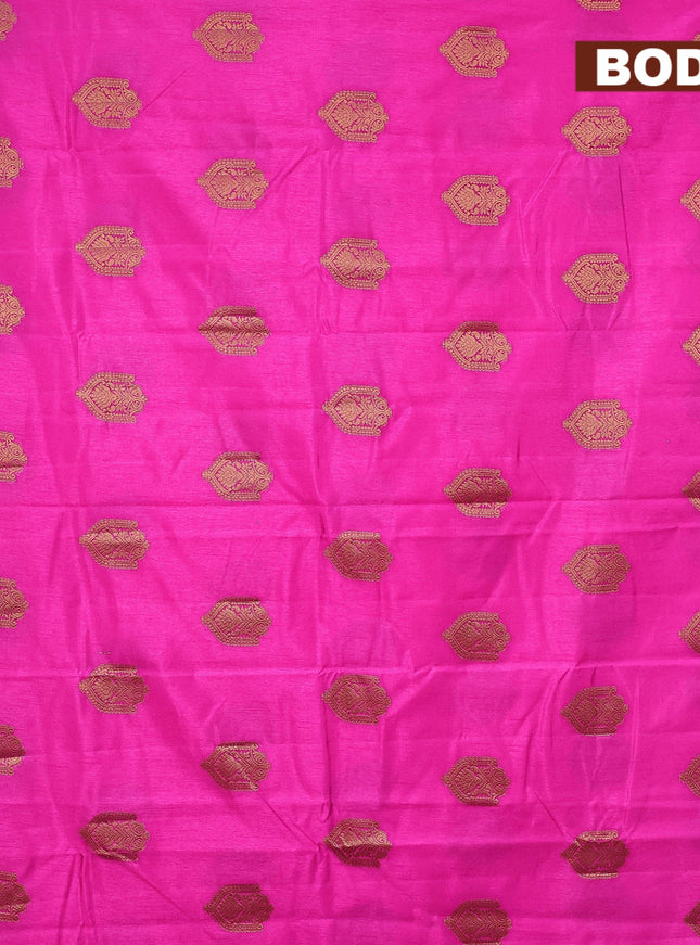Semi raw silk saree pink with zari woven buttas and small zari woven border