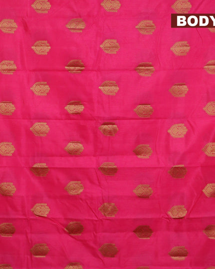Semi raw silk saree pink with zari woven buttas and small zari woven border