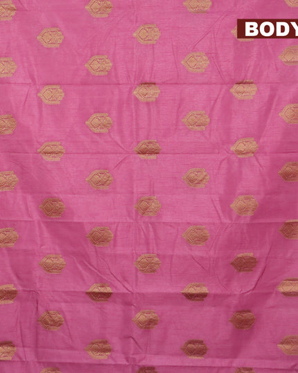 Semi raw silk saree mauve pink with zari woven buttas and small zari woven border