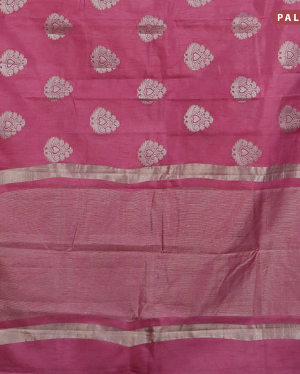 Semi raw silk saree mild purple with silver zari woven buttas and silver zari woven border